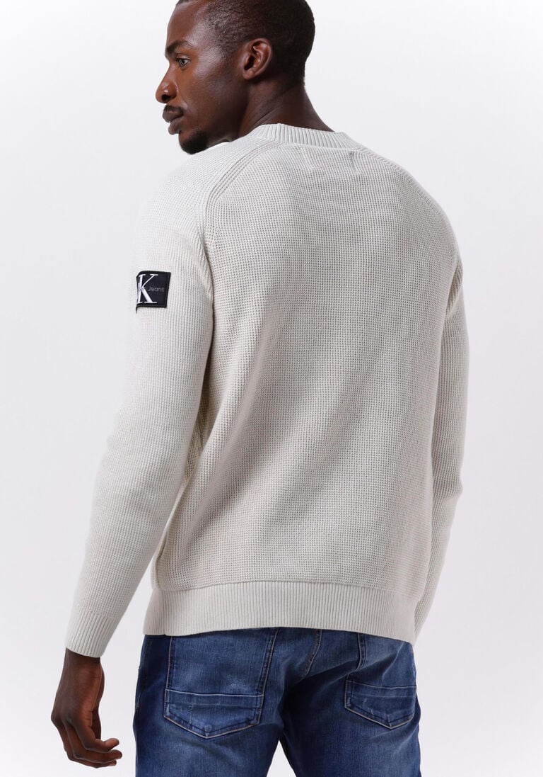 CALVIN KLEIN beige calvin klein sweater monologo badge sweater