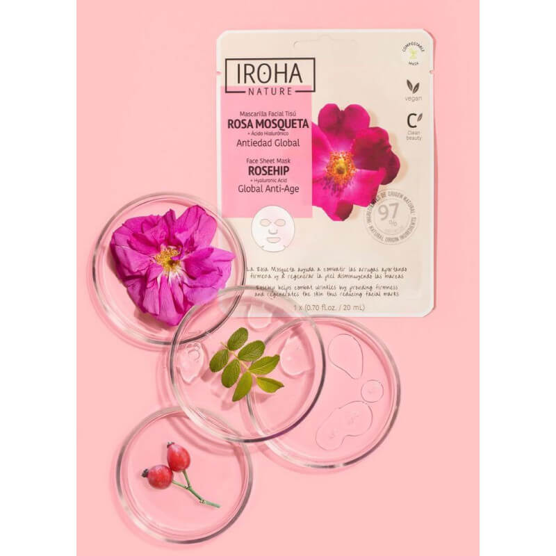 Masque visage tissu anti-âge Rose Musquée Iroha