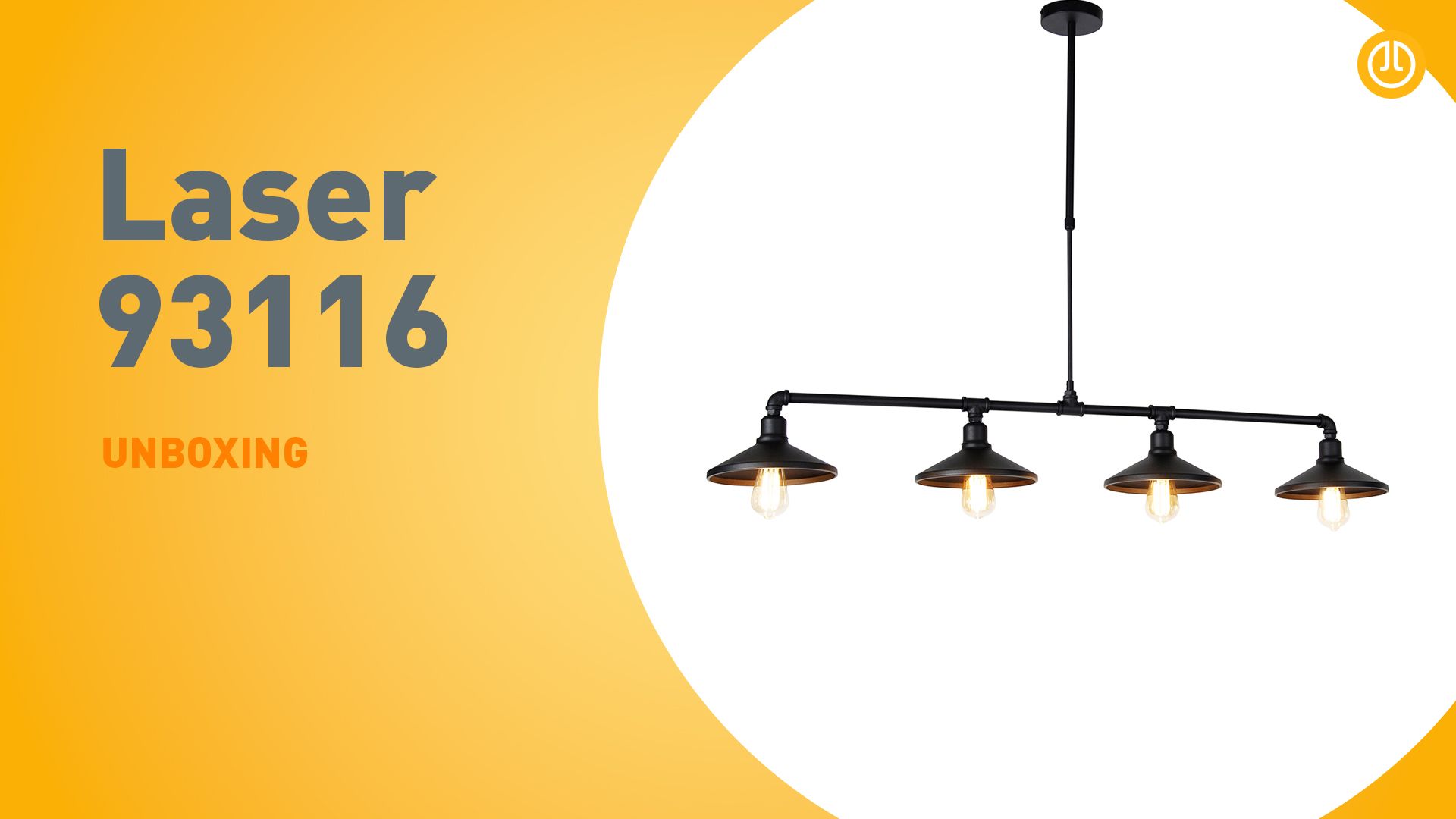 Industriële hanglamp zwart 4-lichts - Laser