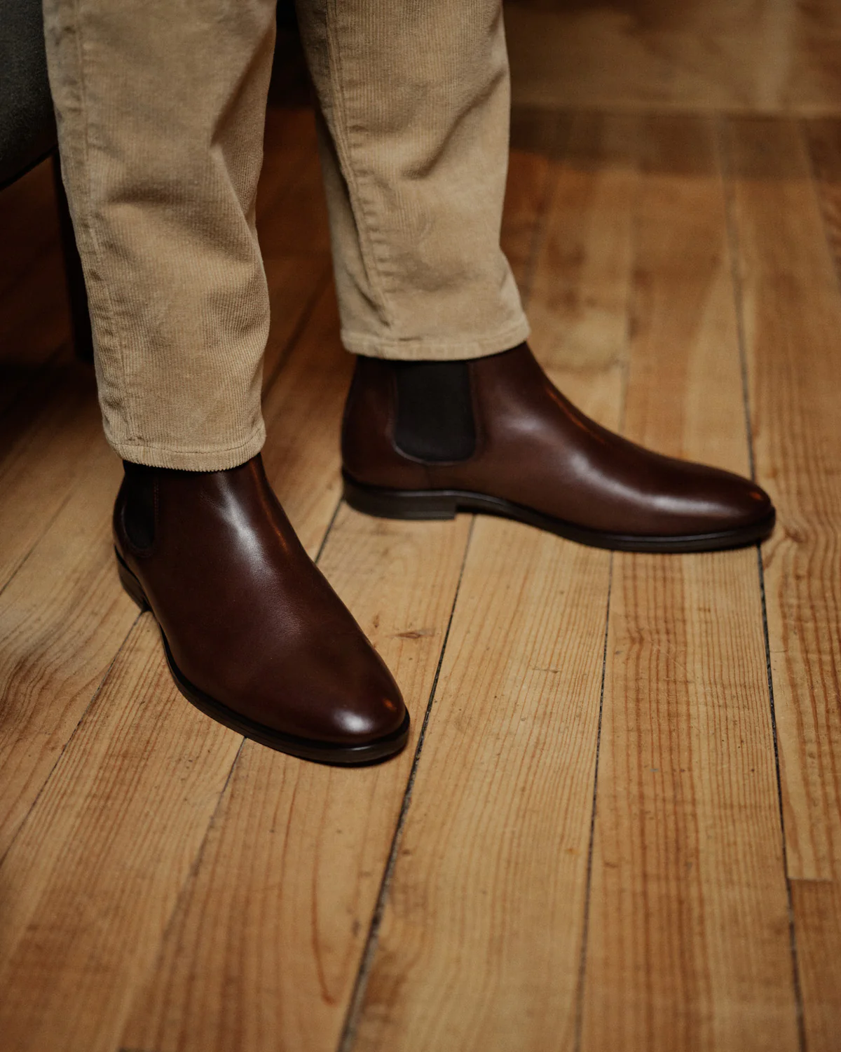 Berry-Chelsea boots en cuir marron