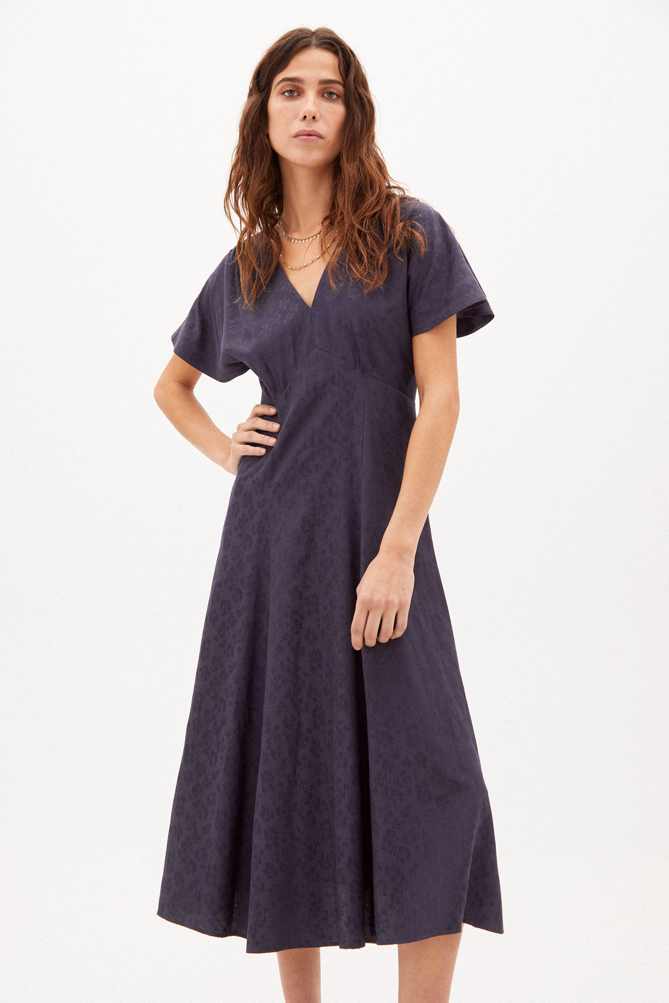 Vestido midi Chiara Jacquard - Azul
