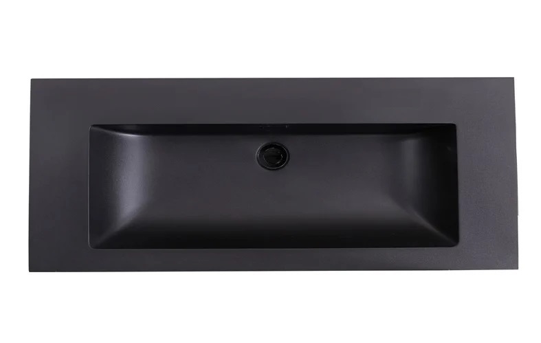 Lambini Designs Lugano wastafel quartz 120cm enkel zonder kraangat zwart mat
