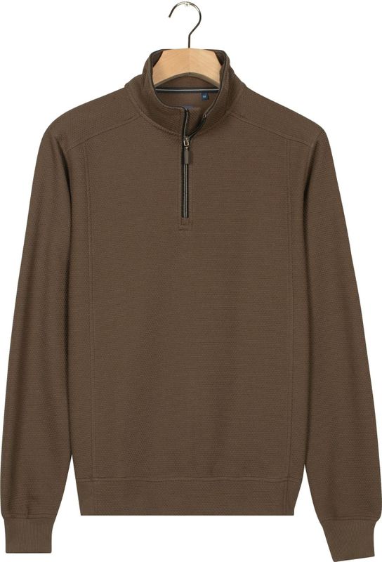 Baileys Half-Zip Sweater bruin, Effen