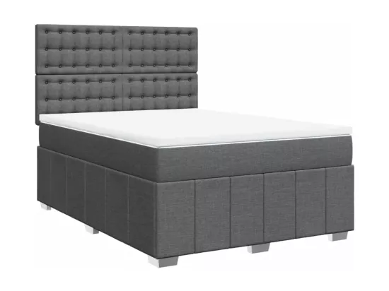 Sommier à lattes de lit avec matelas Gris foncé 140x190cm Tissu