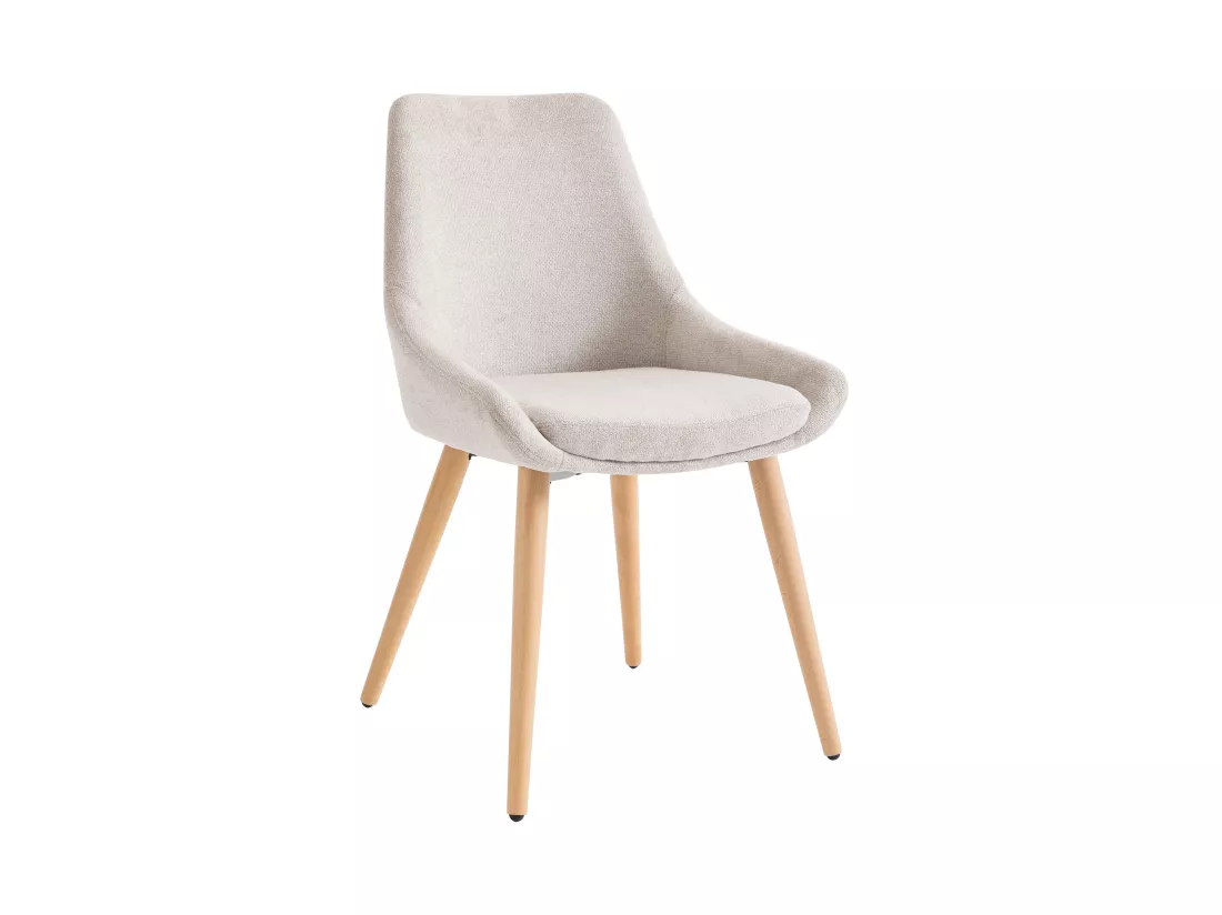 Lot de 6 chaises en tissu et hêtre - Beige - MASURIE
