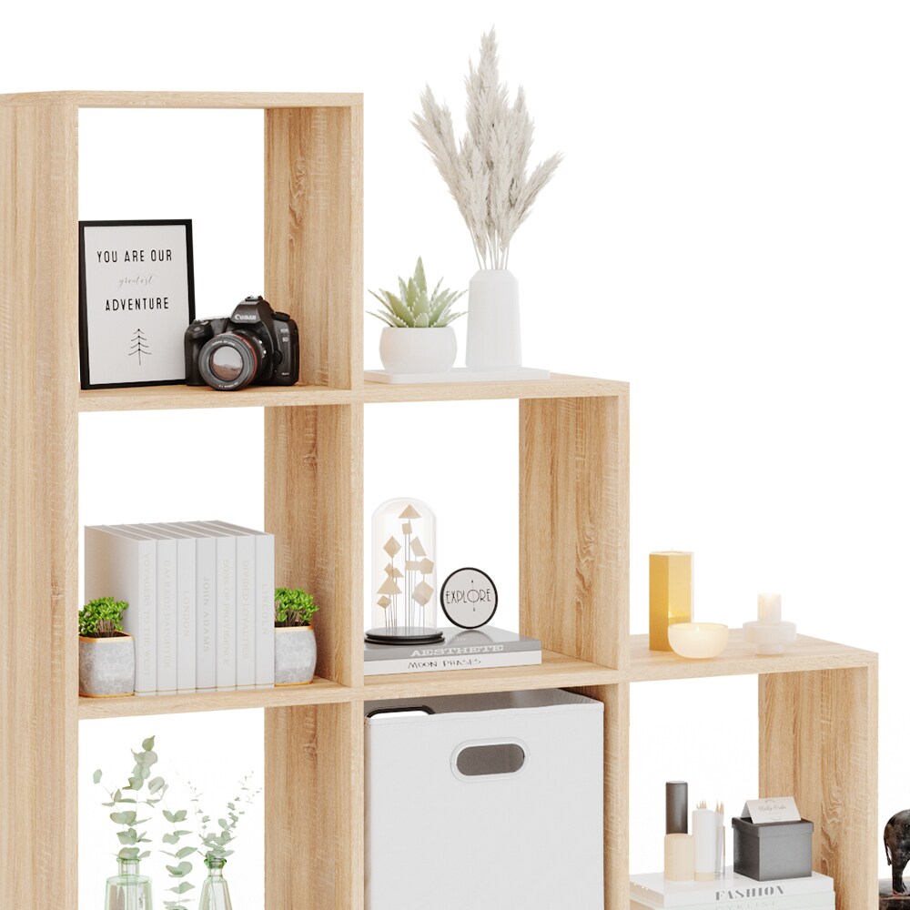 VICCO Treppenregal 10 Fächer Eiche Sonoma - Raumteiler Stufenregal Bücherregal