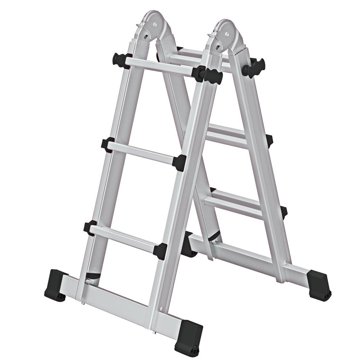 PROREGAL 4-delige telescopische ladder met dwarsbalk, 4 x 3 sporten