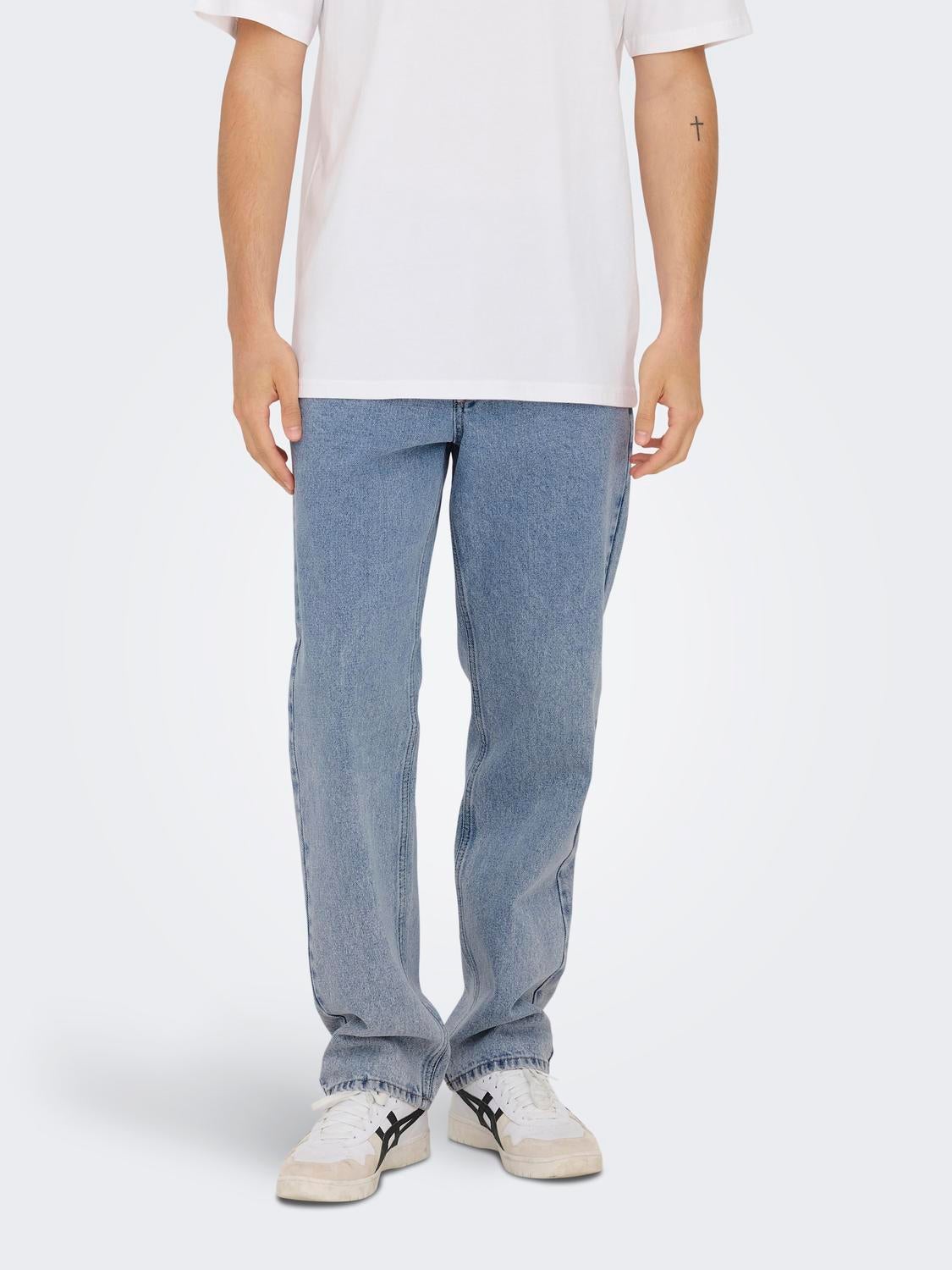 ONSEDGE Mittlere Taille Gerade geschnitten Jeans Light Blue Denim