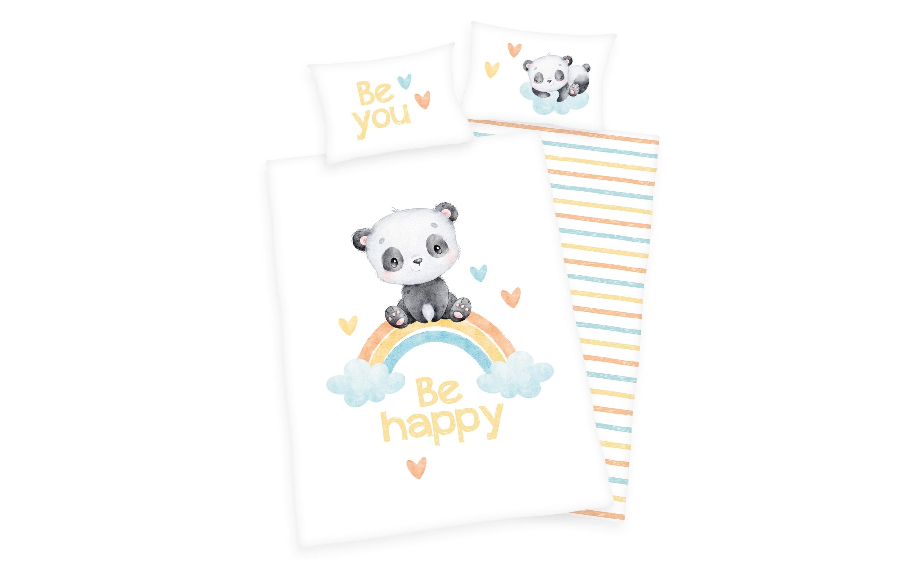 Kinderbettwäsche Regenbogen Panda 100 x 135 cm + 40 x 60 cmBettwäsche für Kinder