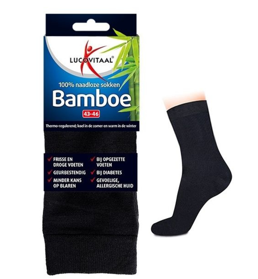 Lucovitaal Bamboe Lange Sokken Zwart 43-46 (1 paar)