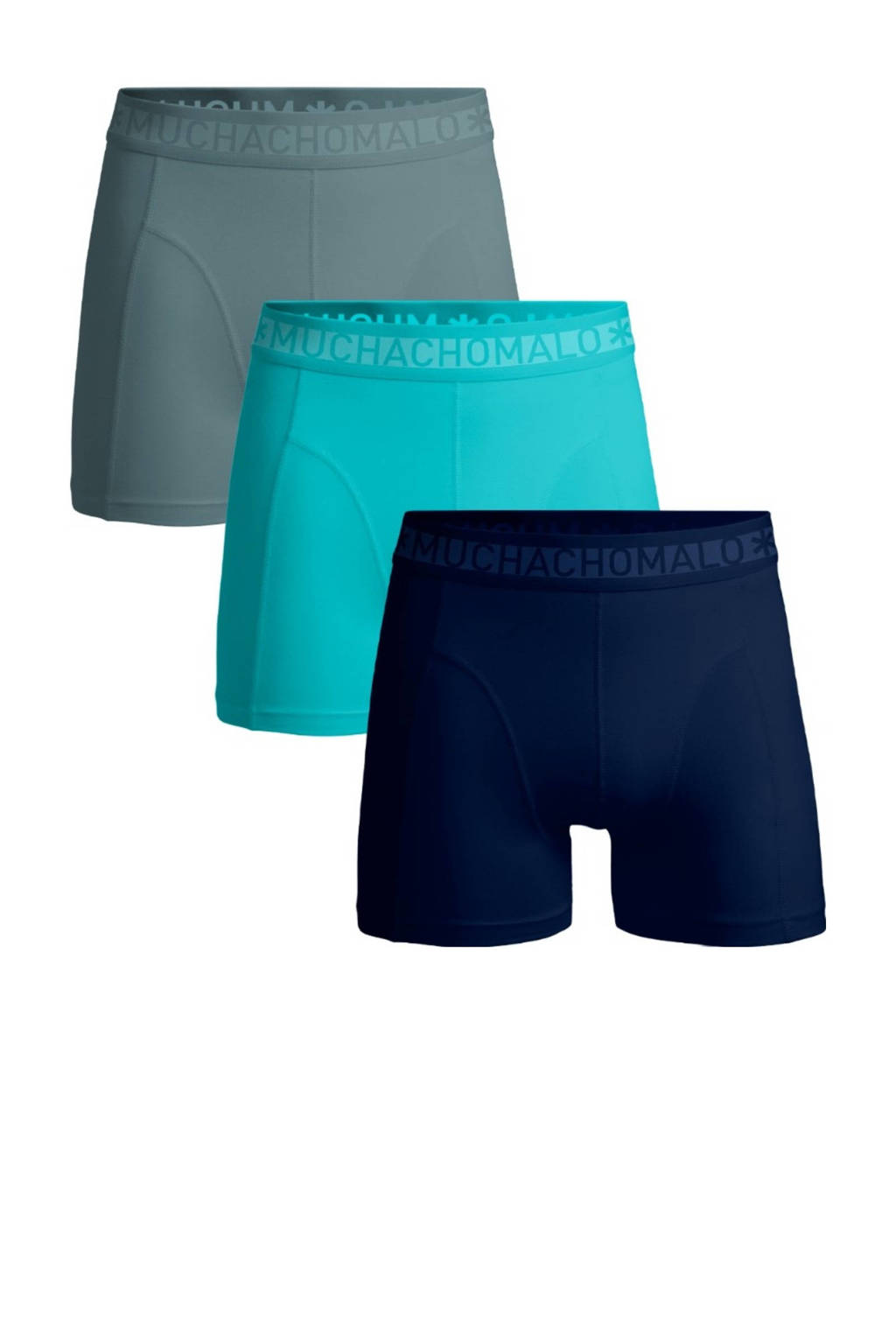 boxershort SOLID - set van 3 donkerblauw/zeegroen/grijs
