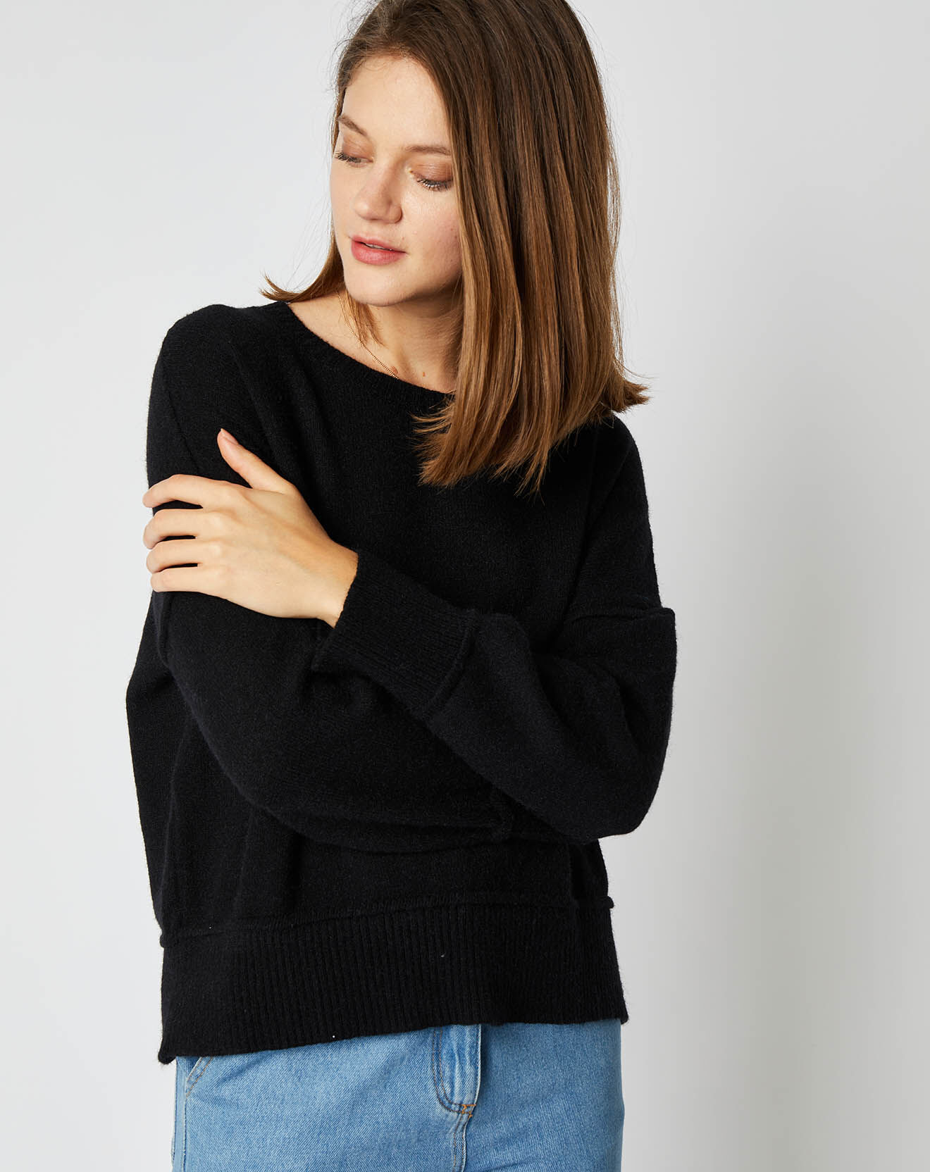 An'ge Pull Lou en Maille mélangée noir