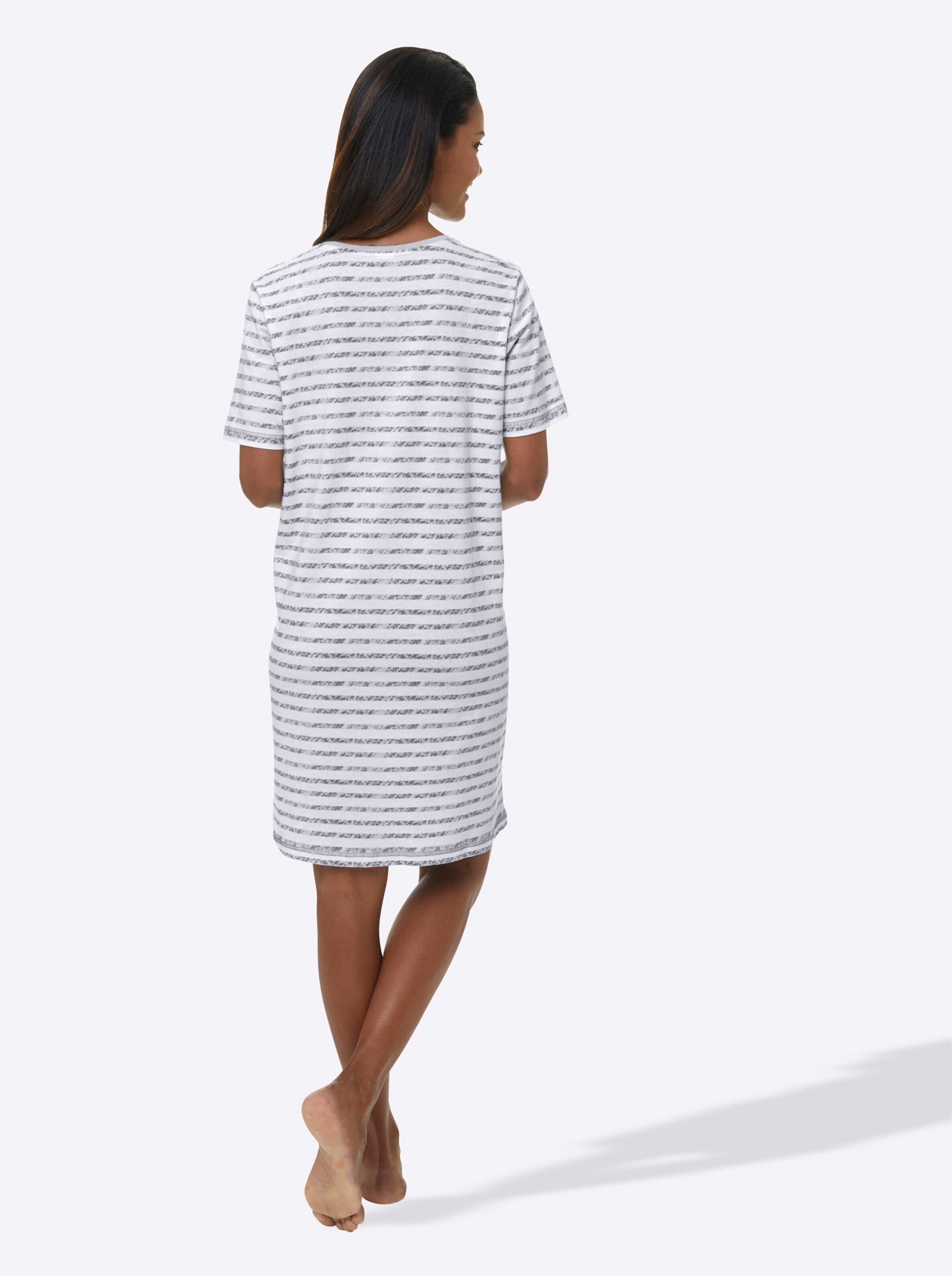 wäschepur Kurzarm-Sleepshirts in grau + grau-gestreift
