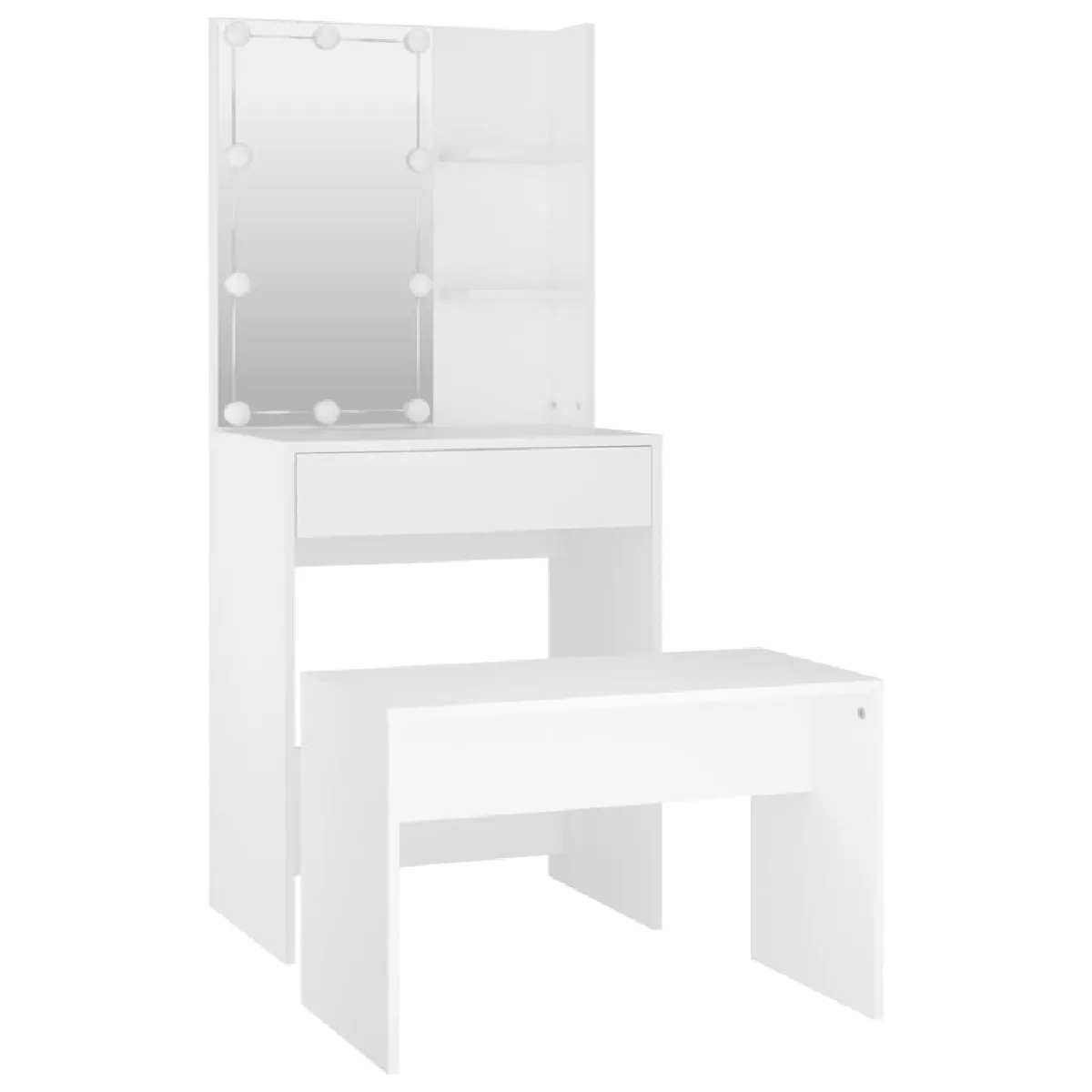 Ensemble de coiffeuse Helloshop26 avec tabouret LED - 60 x 40 x 140 cm