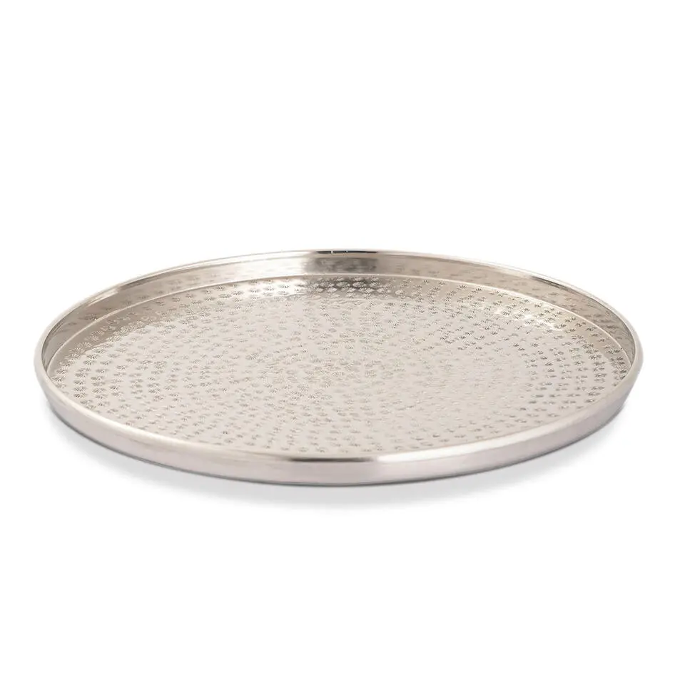 Bobbel Home - Decoratief Dienblad ø 40 cm Rond - Zilver - Metaal