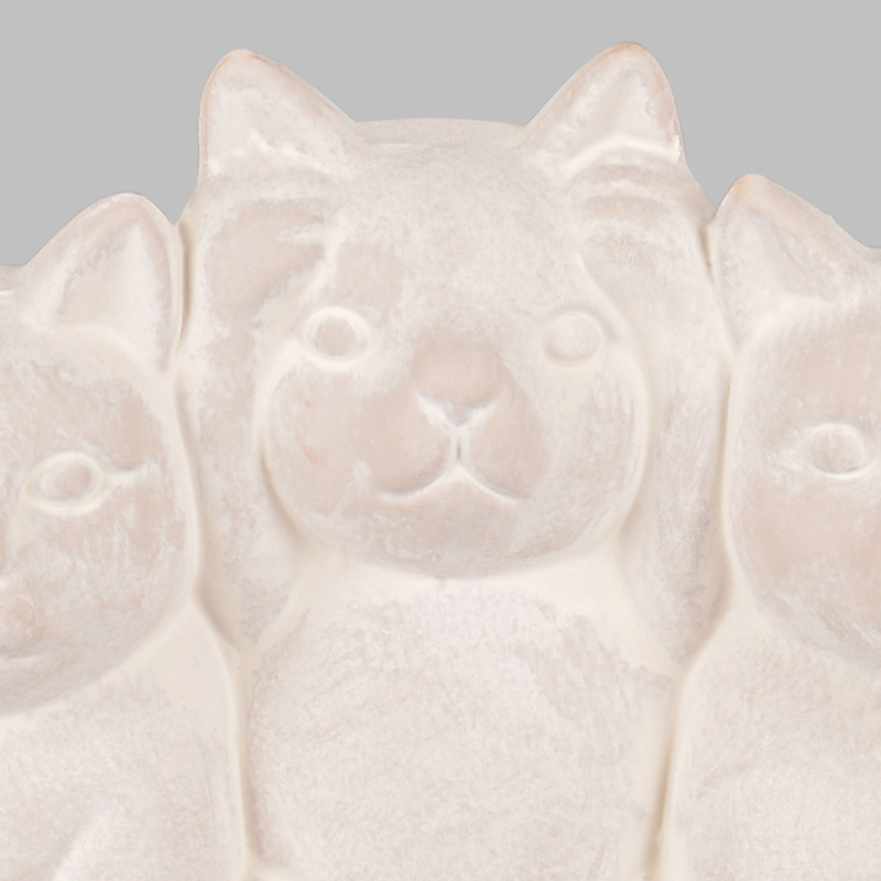 Trio de chatons 'Campagne' en céramique gris