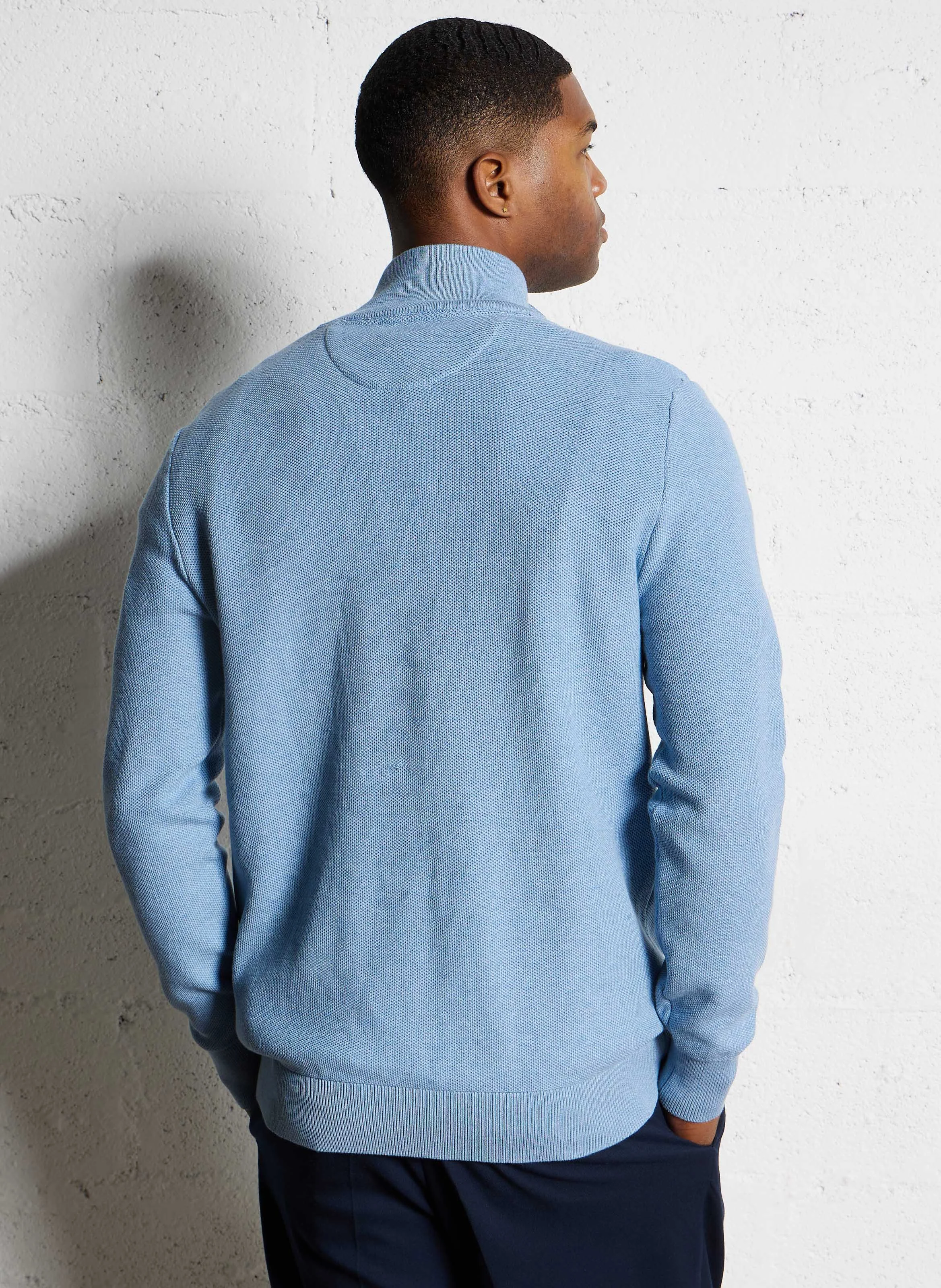 Pull col camionneur en coton | Bleu
