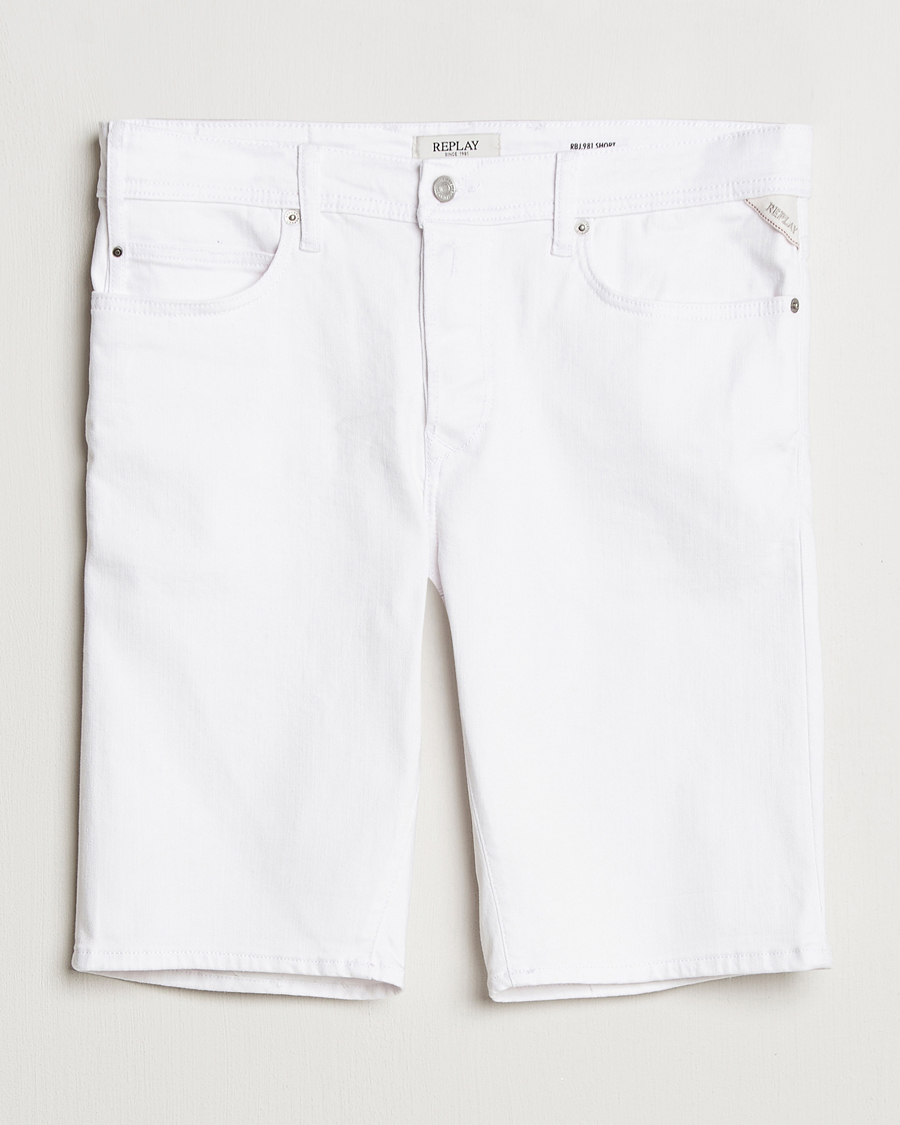 Replay RBJ981 Stretch Denim Shorts White