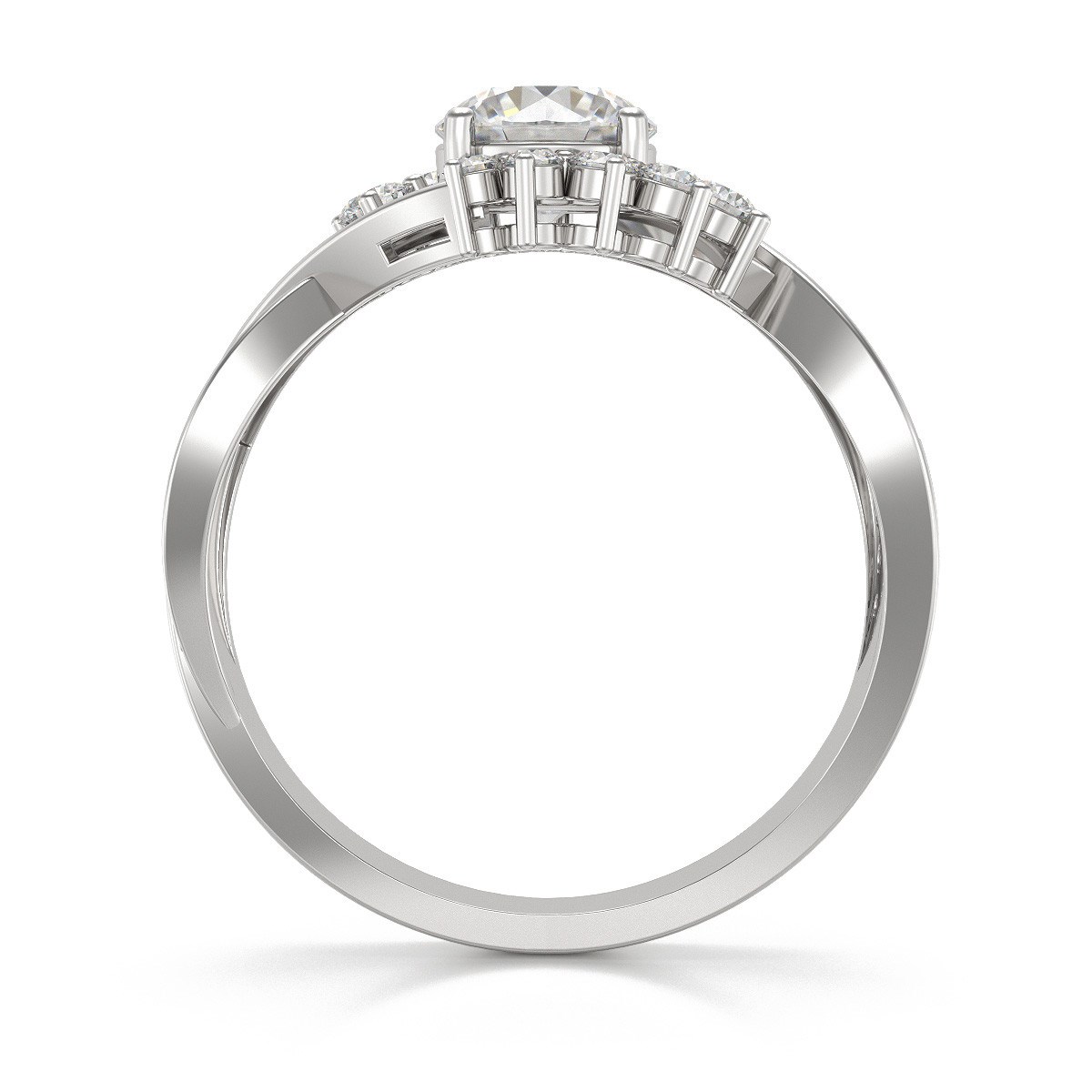 Bague ADEN Or Blanc Moissanite et Diamants 3.2grs