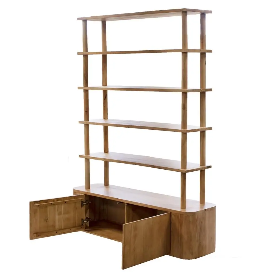 Wandkast Naturel Mangohout - 2 Deurs - 160x40x210cm - Leco