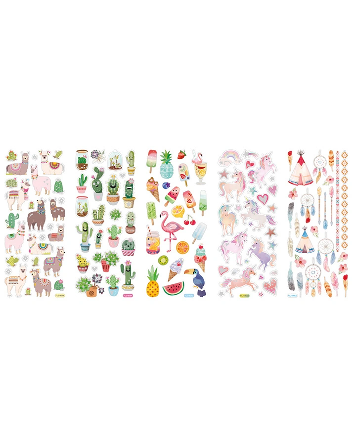 Glitzer-Sticker EXOTIC 5-teilig in bunt