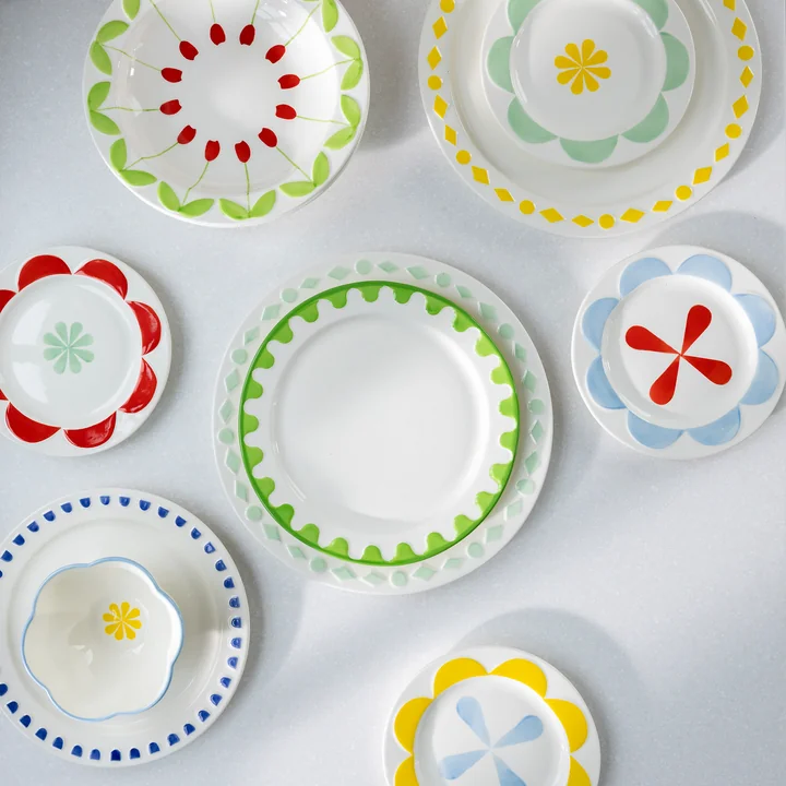 &klevering - Folk Teller, Ø 17,5 cm, mehrfarbig (4er-Set)
