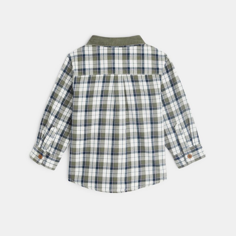Chemise flanellisée à carreaux verte bébé garçon Vert