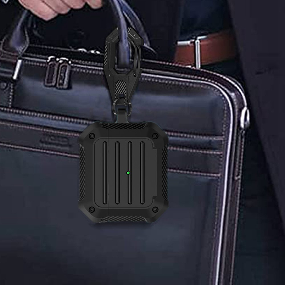 AirPods Pro 2 / AirPods Pro Robuste Gummi Schutzhülle mit Karabinerhaken - Schwarz