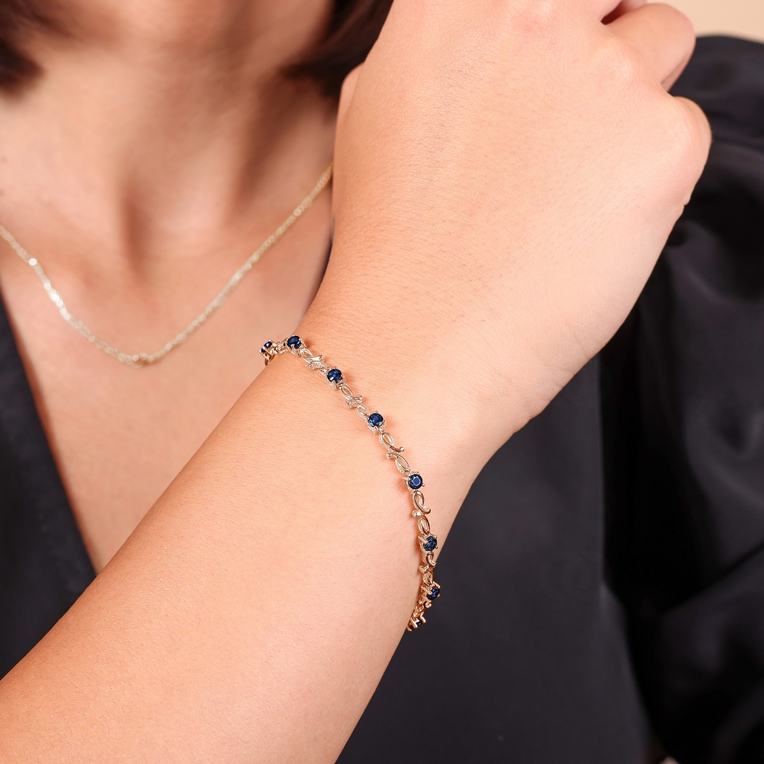 Armband 750/18 K Roségold mit Saphiren