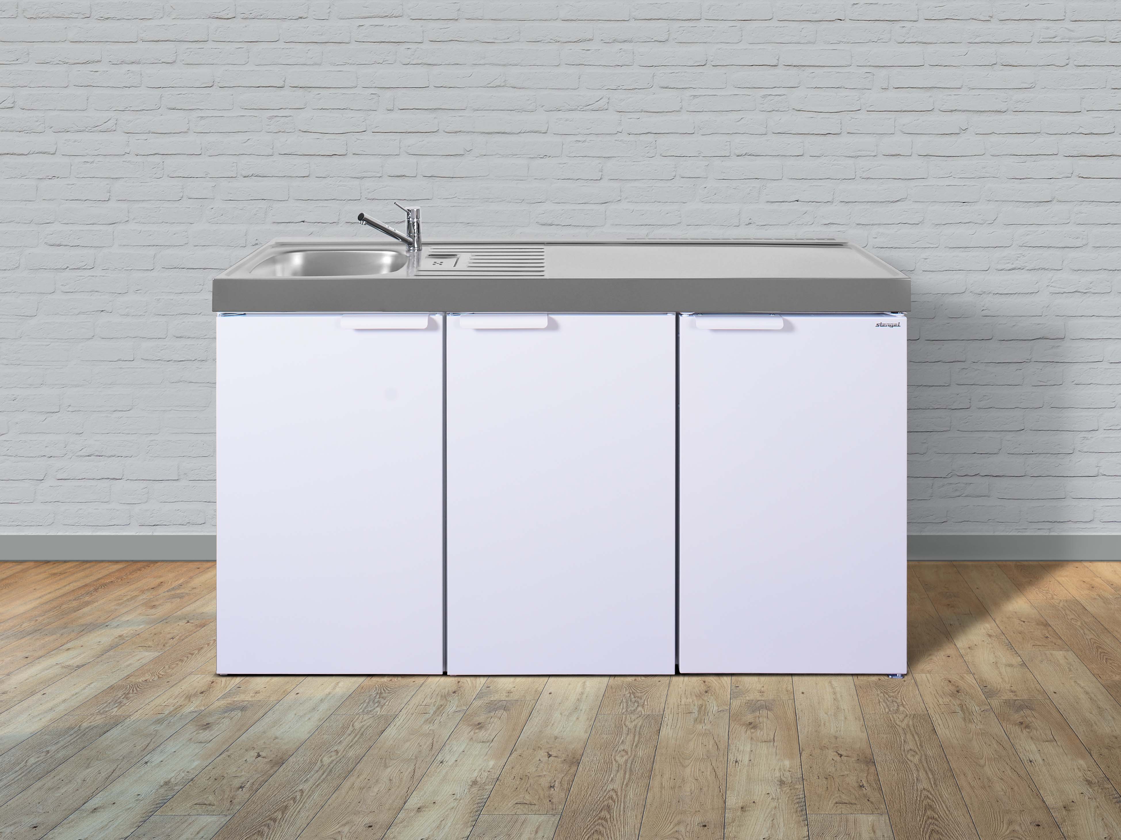 Stengel Küchen Kitchenline MK 150 weiß - ohne Kochfeld rechts, Becken links