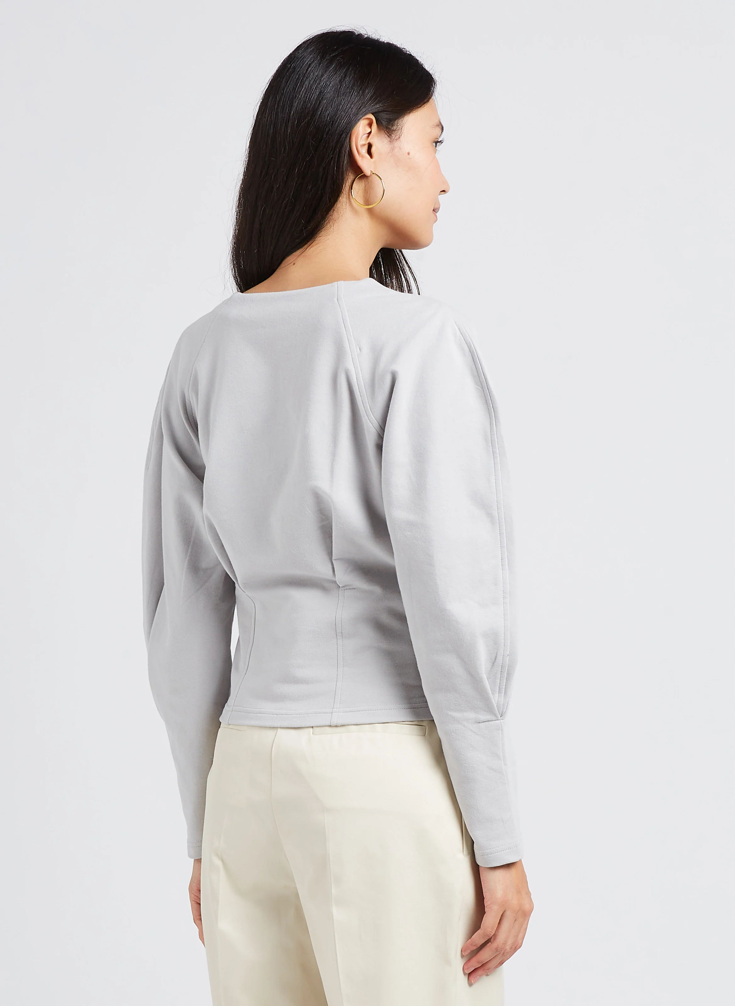 ROQUI - Top col V en coton mélangé | Gris