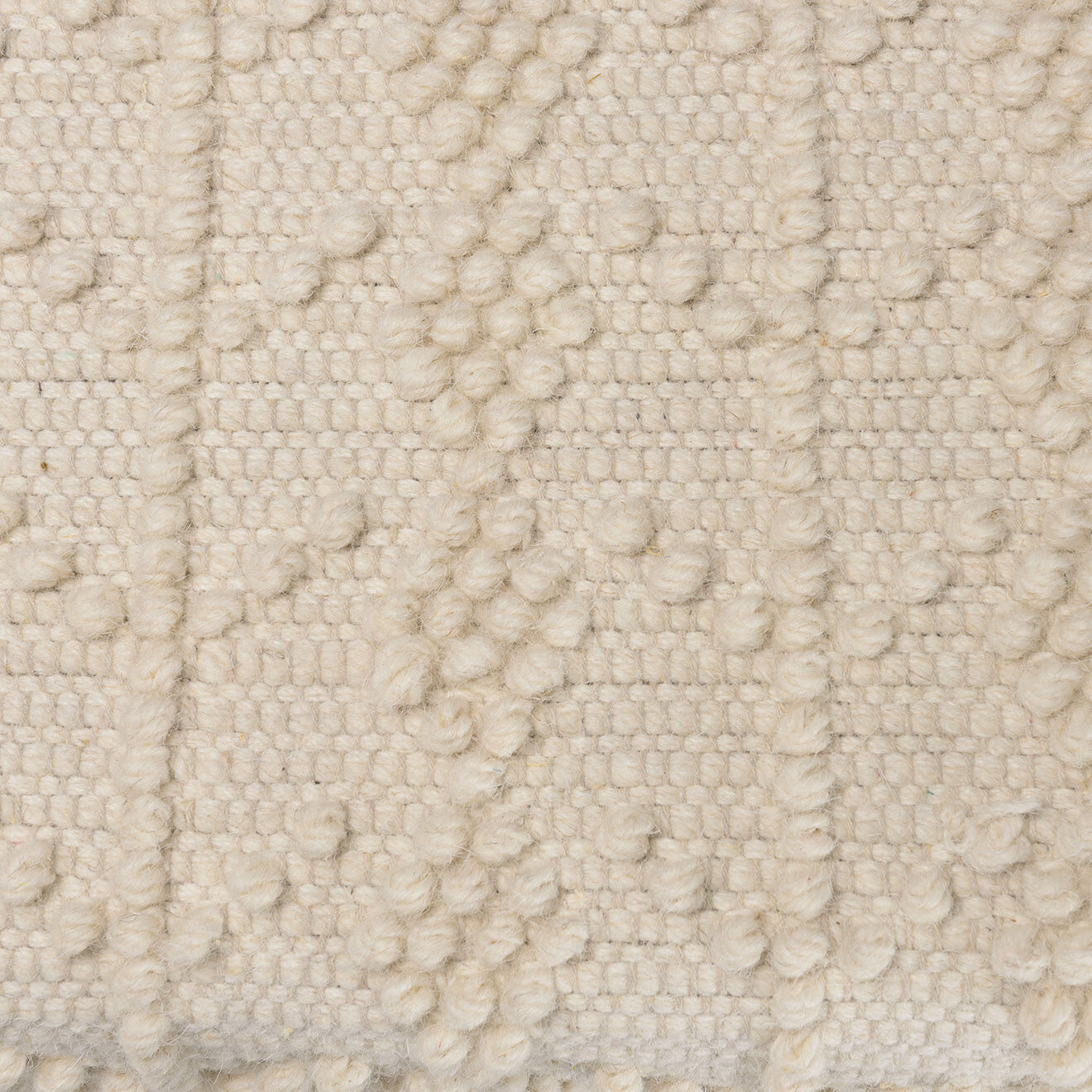Macabane Banc en Laine motifs losanges Sacha ivoire - 125x42x51 cm