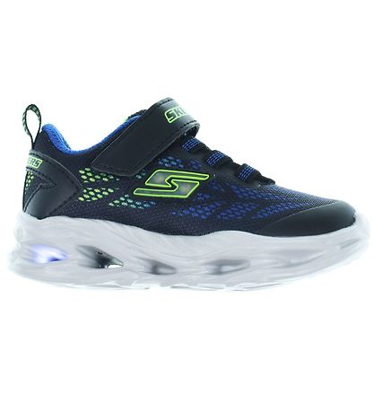 Skechers Sko m. Lys - Vortex-Flash - Blåck/Blue/Lime