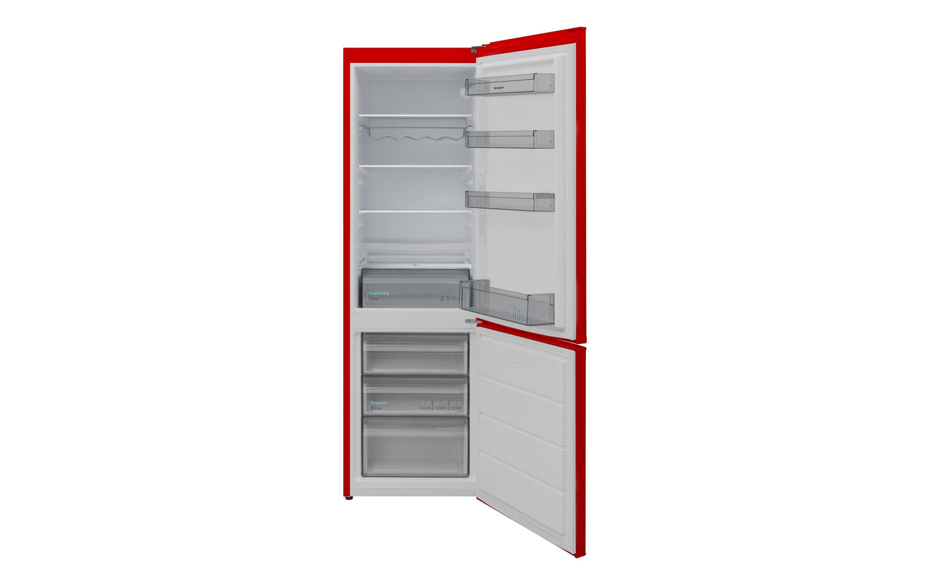 Kühl-Gefrierkombination SJ-FBB05DTXRD Rot, Rechts<br>Kombigerät mit Kühlschrank und Gefrierschrank