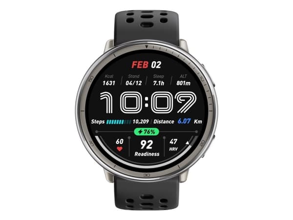 Amazfit Active 2 - Smartklokke med sportstropp - silikon - svart - håndleddstørrelse: 135-195 mm - display 1.32