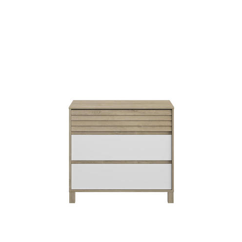 Commode 3 Tiroirs Achille Chêne Blond et Blanc - GALIPETTE