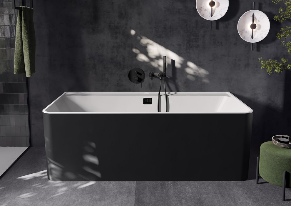Villeroy & Boch Collaro half vrijstaand ligbad 180x80cm wit met chromen afvoerplug