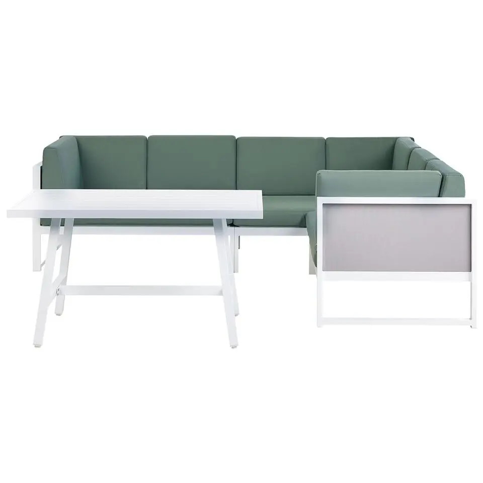 CASTELLA - Loungeset voor 6 - Wit/Groen - Aluminium