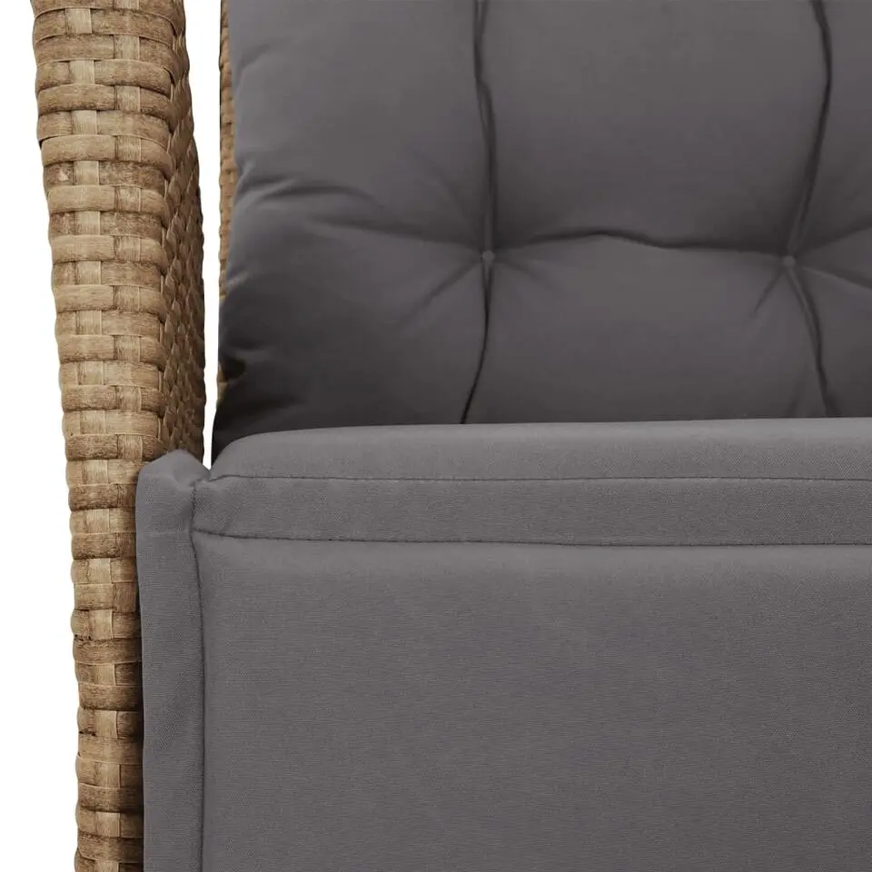 vidaXL - Verstelbare tuinstoelen en voetensteun - Beige - Poly rattan - 2 stuks