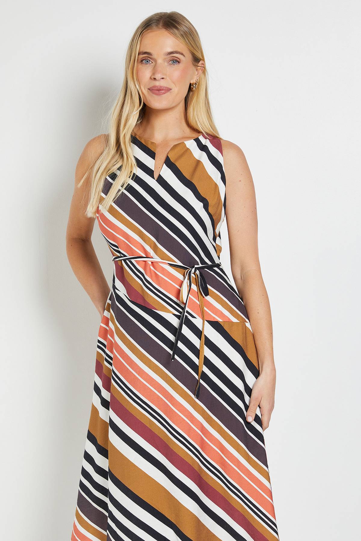 Wallis Robe Midi À Rayures D'été Petite