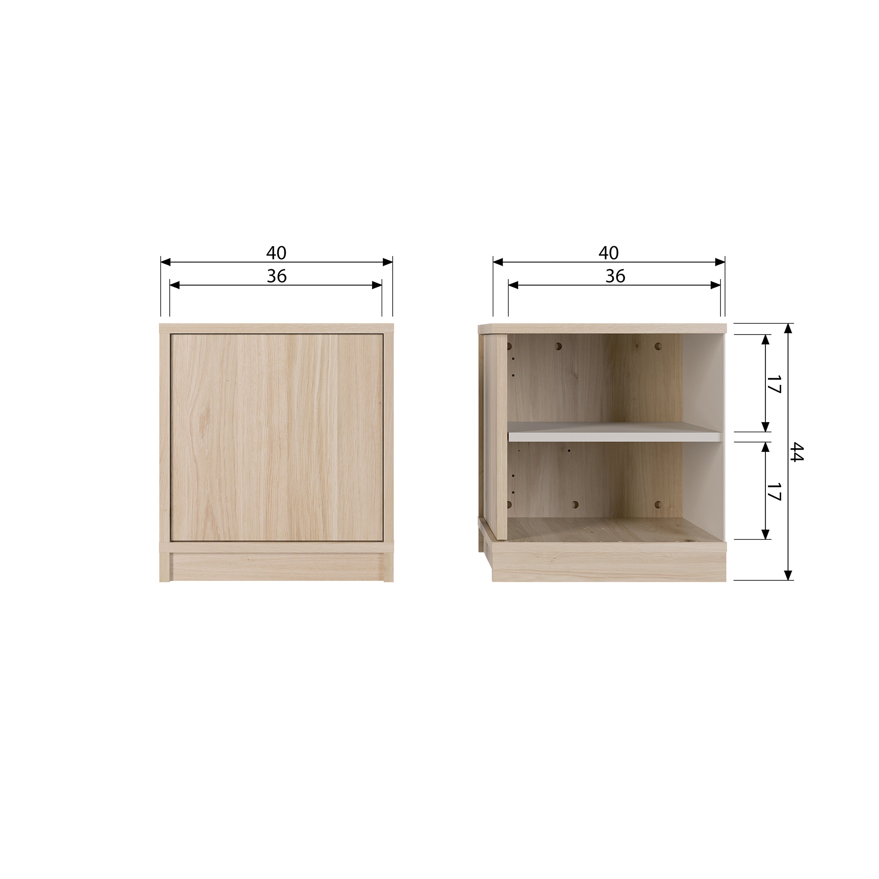 vtwonen Modulair Onderkast Eikenhout Fineer - Enkel - B 40 cm