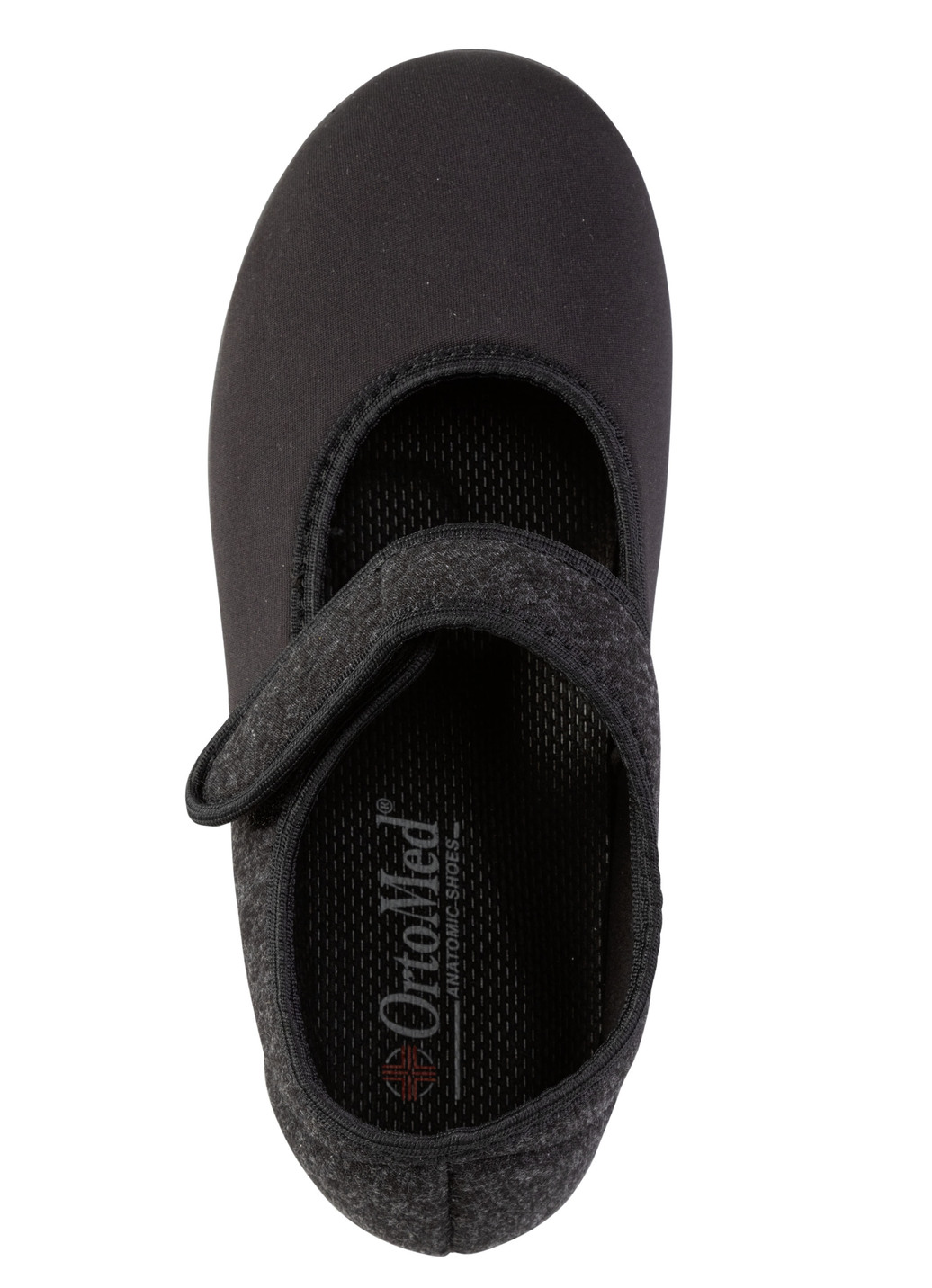 Spangenschuh aus weichem, teilweise meliertem Textilmaterial