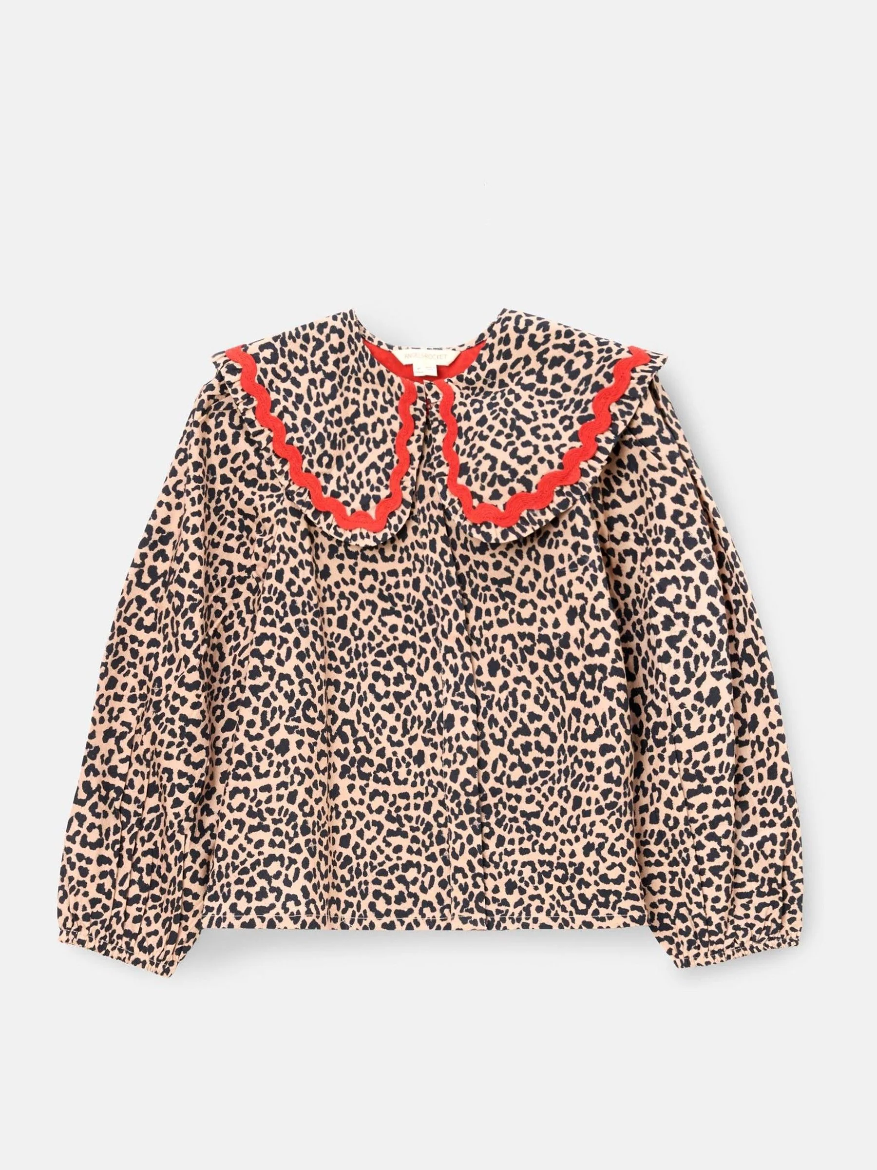Angel & Rocket Elle Leopard Print Frill Collar Blouse