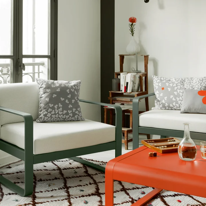 Fermob - Bellevie Sofa, baumwollweiss / flanell grau