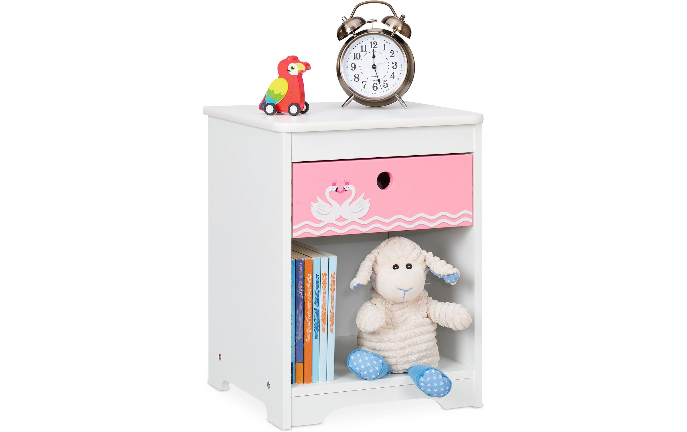 relaxdays Nachttisch »für Kinder Schwan 32 x 41 cm«