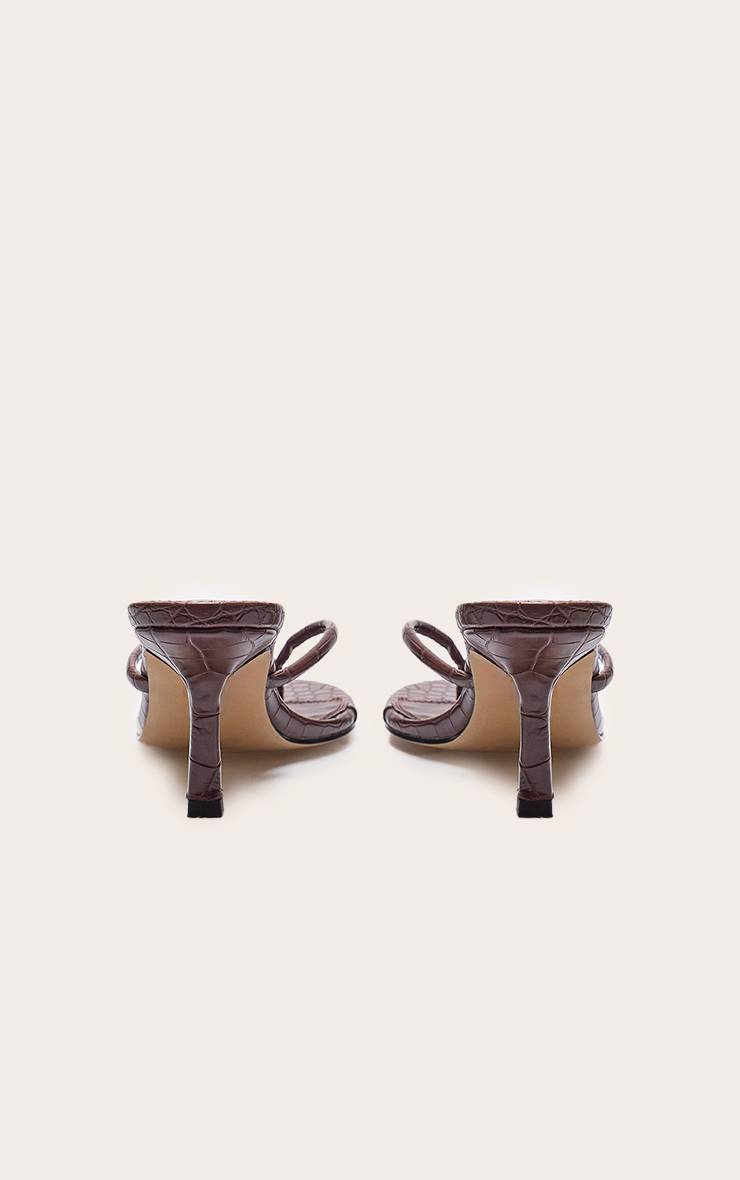 Marron Mules À Talon En Synthétiquecuir Avec Bride Entre Les Orteils