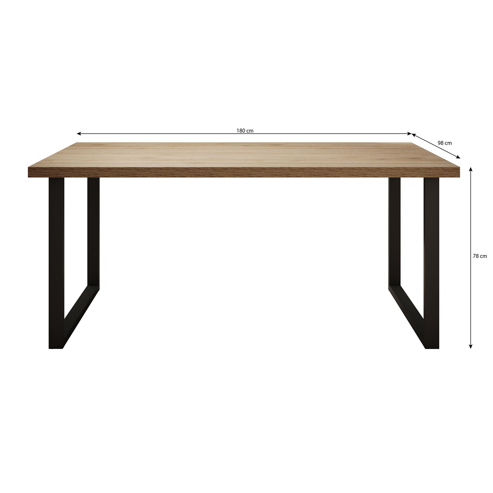 Vince - Eetkamertafel - Zwart - 180x98x78 cm