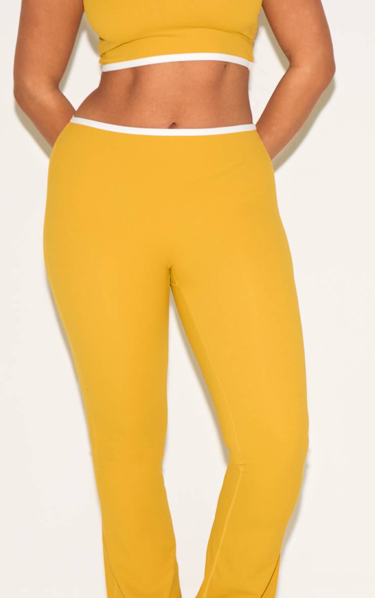 Vert Olive Pantalon Évasé Sculptant Shape Active À Bandes Contrastées