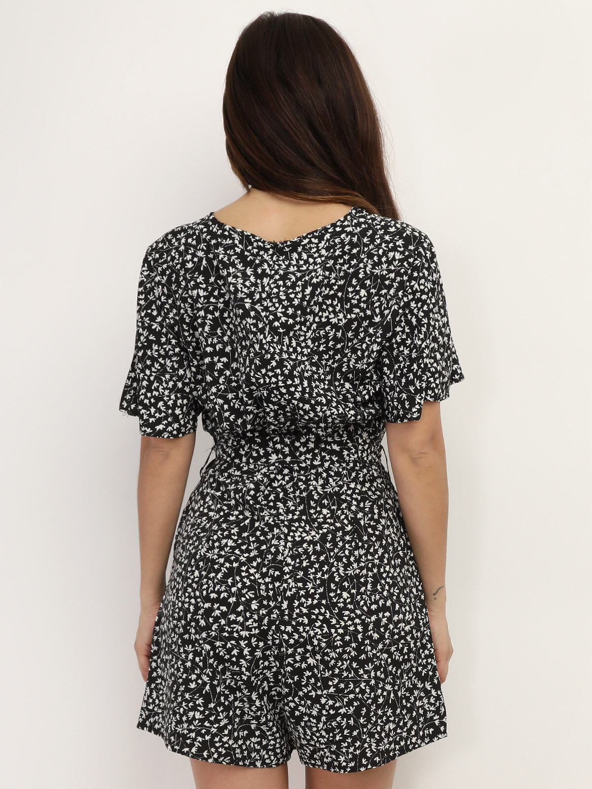 Combi-short à imprimé floral- Noir