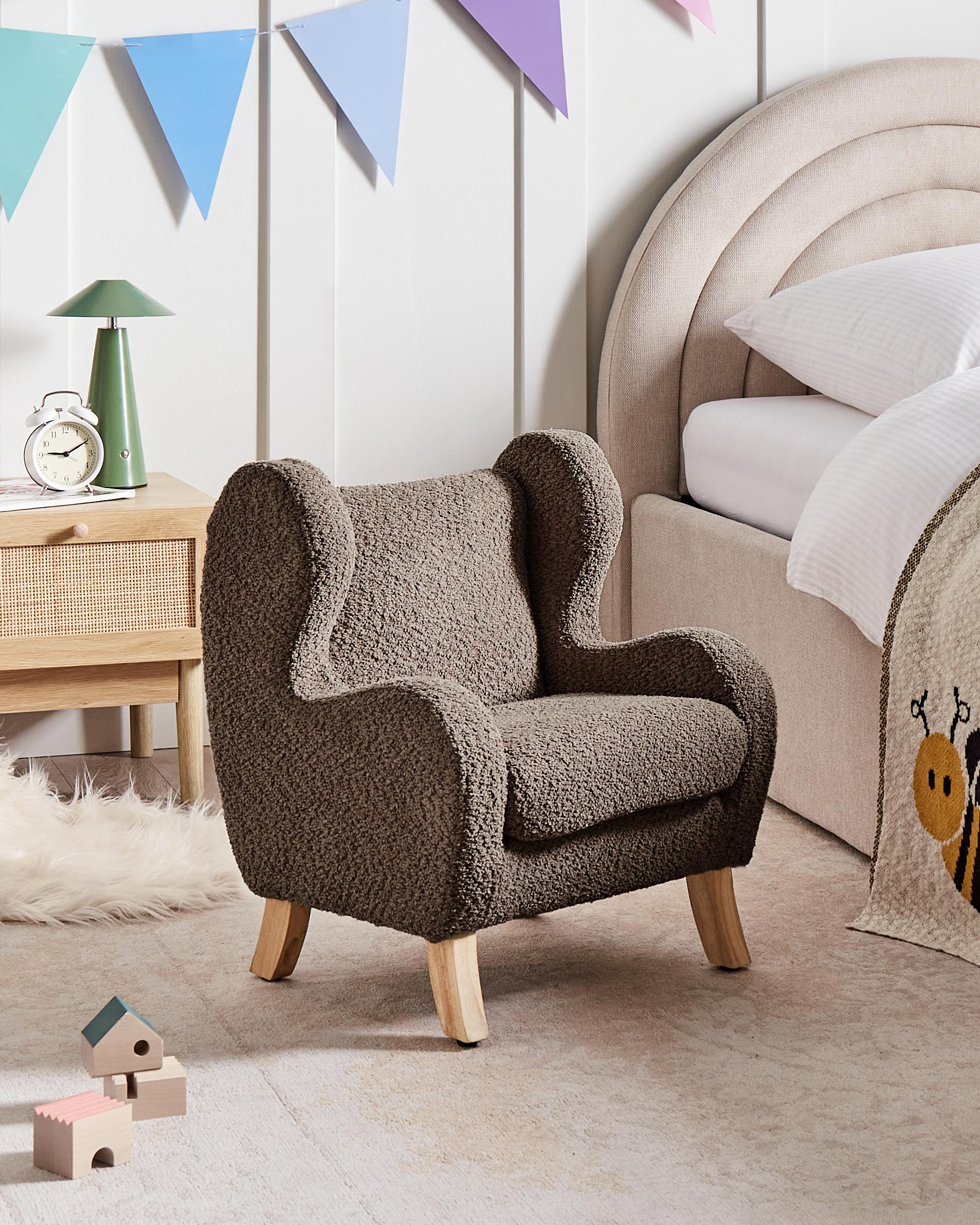 Kinderfauteuil FARUM Bouclé Bruin